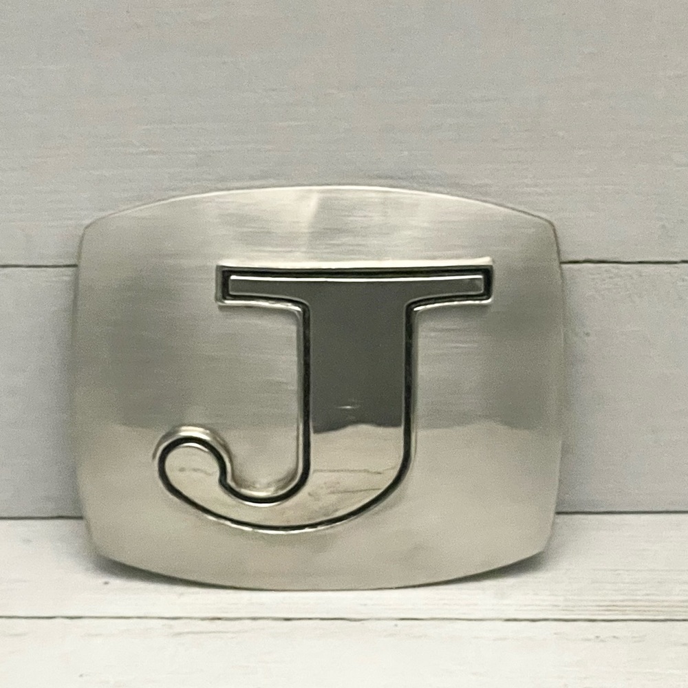 Silver Tone Initial “J” Belt Buckle